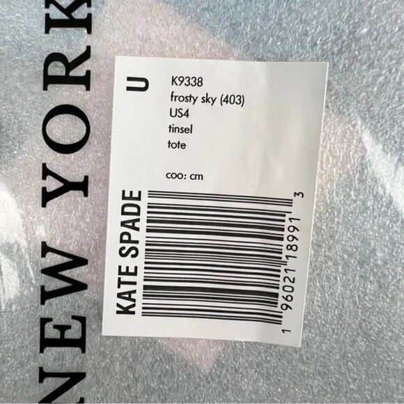 Kate Spade NWT Tinsel Tote, Frosty Sky (Light Blue Glitter) - Sparkle, Gift - Picture 7 of 11